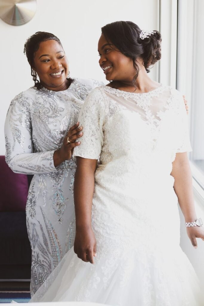 Bride and her mother sharing a moment